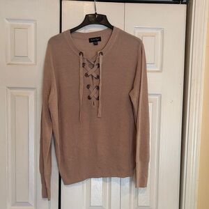 A New Day Women's Beige Lace-Up Sweater XL